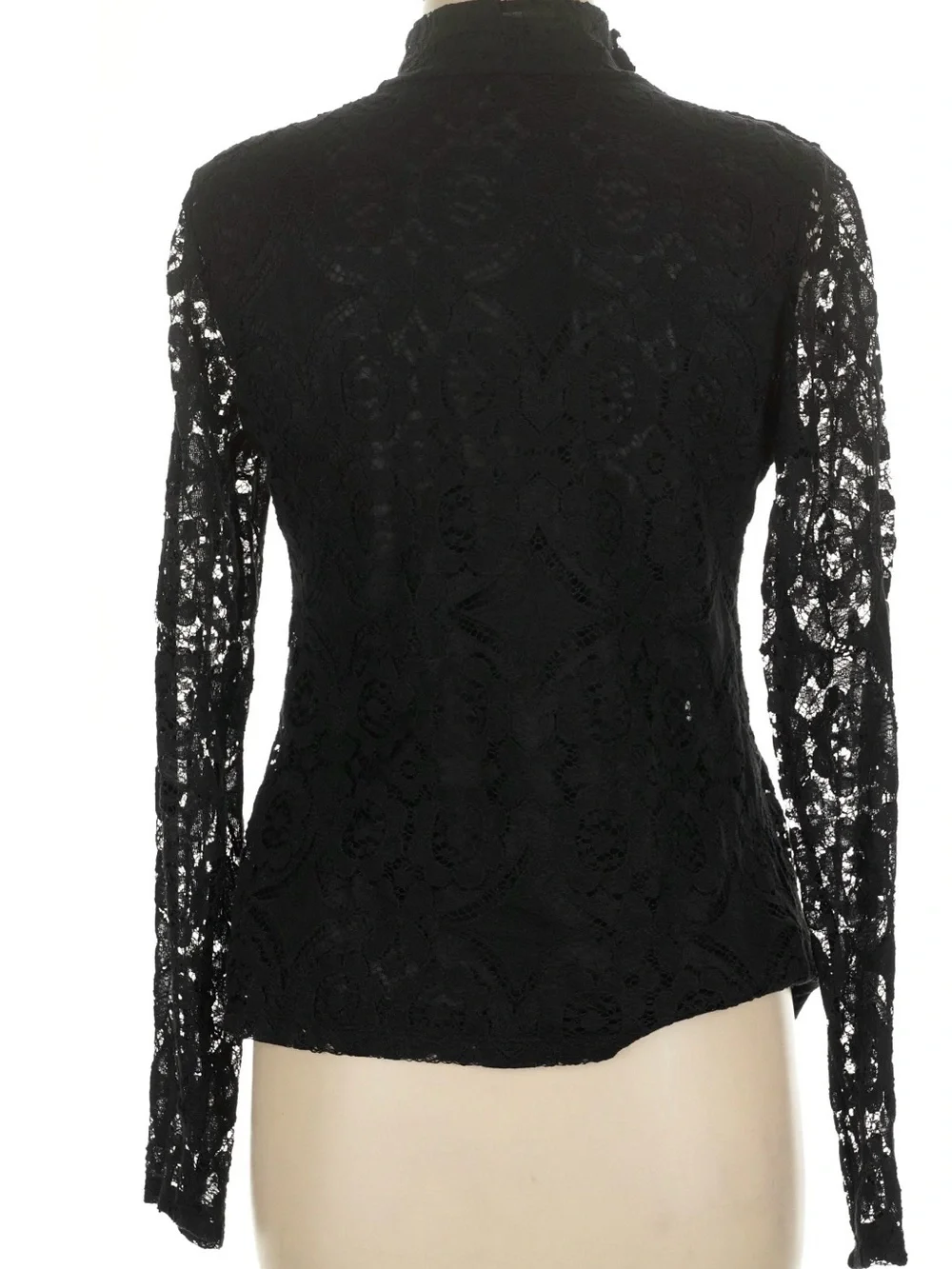 Anthropologie Maeve Black Lace Mock-Neck Top M